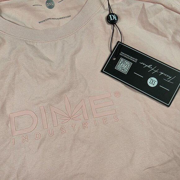 Dime Industries Womens 3XL Pink Crewneck T-Shirt Logo Graphic Lightweight Casual - Picture 7 of 11